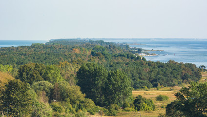 Fototapeta na wymiar Hel Peninsula and the Baltic Sea, view from the top of the tower in Wladyslawowo. Poland