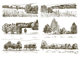 Set of romantic landscapes.