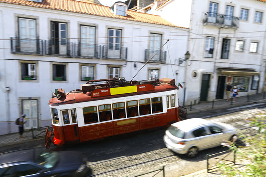 Tramway à Lisbonne Portugal