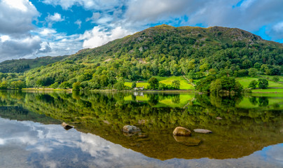 Obraz premium landscape with lake and mountains