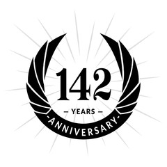 142 years anniversary. Elegant anniversary design. 142 years logo.