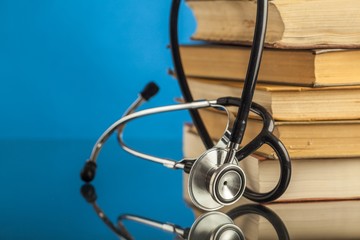 Closeup of a Stethoscope on Books