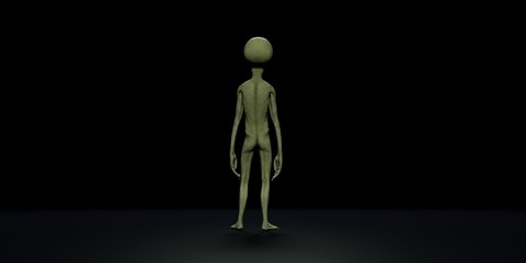 Extremely detailed and realistic high resolution 3d illustration of a grey alien