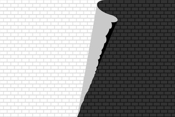 Abstract Black and White Brick Wall. Structural Pattern with Incision. Raster. 3D Illustration