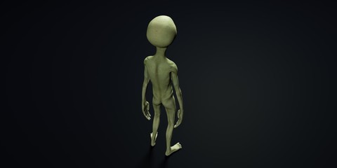 Extremely detailed and realistic high resolution 3d illustration of a grey alien