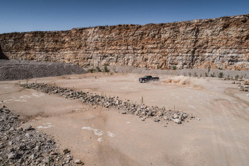 Driving at the quarry.