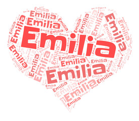 Emilia word cloud in heart shape