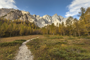 Fototapeta na wymiar Hiking path in Savinja Kamnik Alps, Slovenia