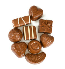 chocolate candies isolated on white