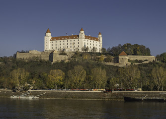 Fototapeta na wymiar Mighty Bratislava castle over the river Danube, Slovakia