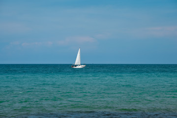 Sail Boat in Sunny Ocean Day