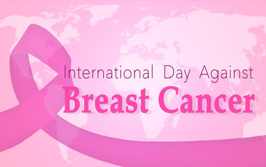 International Breast Cancer awareness day, background with pink ribbon