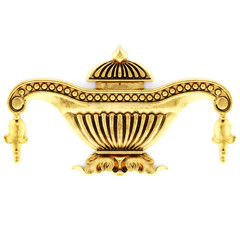 Gilded stucco, gold cartouche	
