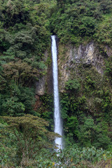 Waterfall on the cascade road in banos, ecuador