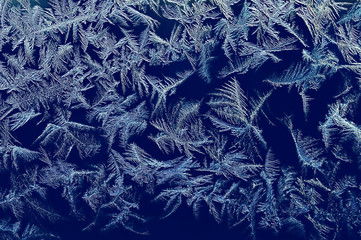 Winter background. Frosty window texture macro. Ice background