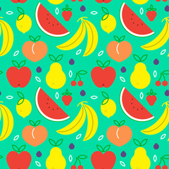 Fruit icon seamless pattern for healthy eating