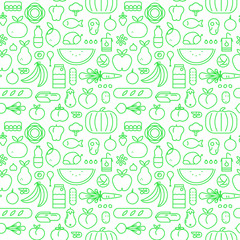 Food seamless pattern line icons design background