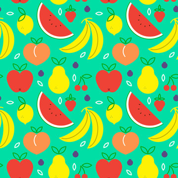 Fruit icon seamless pattern for healthy eating