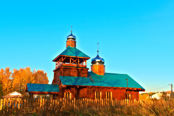 Modern wooden church. Kostroma, Russia.