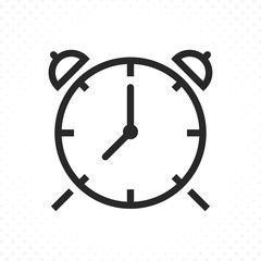 Alarm clock icon. Wake-up time symbol, Ringing alarm clock. Clock icon in flat line style