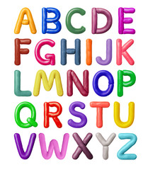 Latin alphabet made of colored plasticine