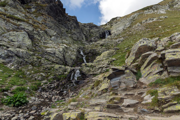 Waterfall in Rila Mountain near The Seven Rila Lakes, Bulgaria