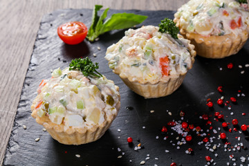 Russian salad canape