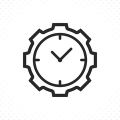 Time management icon. Clock gear icon. Symbol of time with gear, Industrial icon. Time setting vector icon