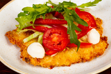 Roasted pork schnitzel