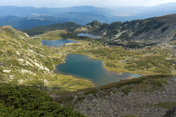 Summer view of The Twin, The Trefoil and The Fish Lakes, Rila Mountain, The Seven Rila Lakes, Bulgaria
