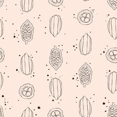 Hand drawn cocoa seamless pattern, doodle vector