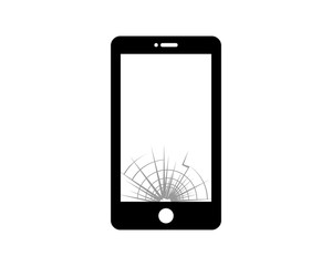 Silhouette Vector Broken Smartphone Sign Symbol Icon Logo Template Design Inspiration