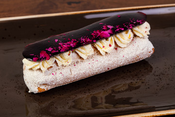 Tasty Eclair with cream