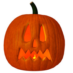 pumpkin jack-o-lantern in a white background