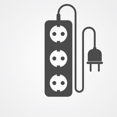 Electric extension cord vector icon sign symbol