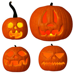 pumpkin jack-o-lantern in a white background