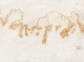 stains on white paper close up