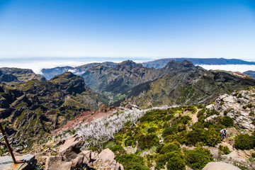 Fototapeta na wymiar Top point of Pico Ruivo the highest mountain of Madeira island. Madeira best island Europe destination