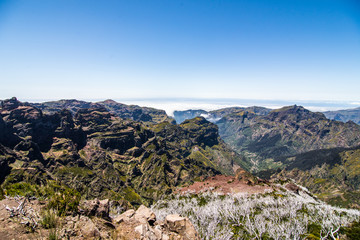 Top point of Pico Ruivo the highest mountain of Madeira island. Madeira best island Europe destination