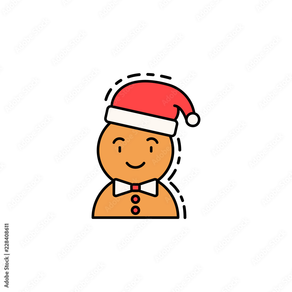 Poster gingerbread colored icon. element of new year avatars icon for mobile concept and web apps. colored 