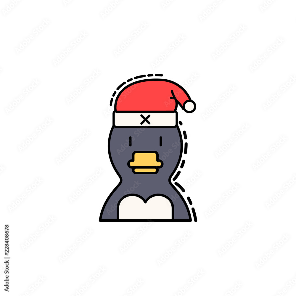 Poster penguin colored icon. element of new year avatars icon for mobile concept and web apps. colored peng