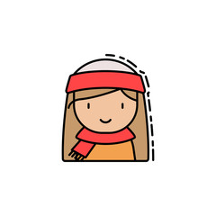 Girl christmas colored icon. Element of new year avatars icon for mobile concept and web apps. Colored Girl christmas icon can be used for web and mobile