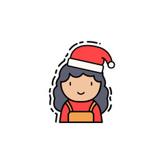 Girl christmas colored icon. Element of new year avatars icon for mobile concept and web apps. Colored Girl christmas icon can be used for web and mobile