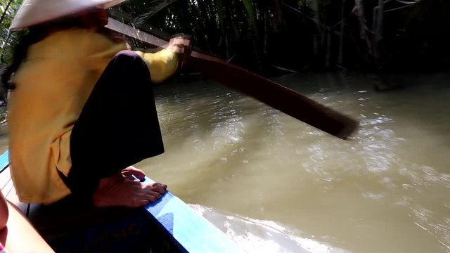 Rowing on the makong river in vietnam 2017. Recorded with a canon 6d.