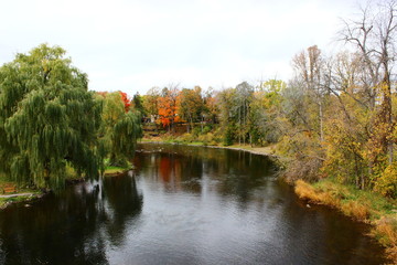 Rideau River in fall in Manotick, Ontario
