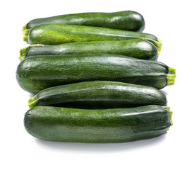 Fresh zucchinis on white background