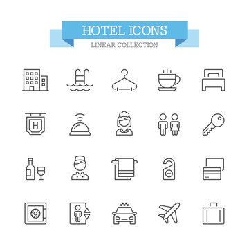 Hotel line icons.
