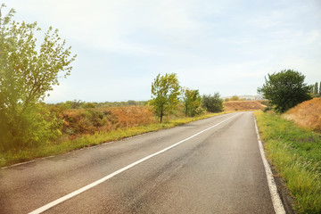 Fototapeta na wymiar Empty asphalt road in countryside