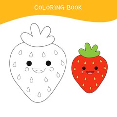 Coloring book for children. Cartoon strawberry.