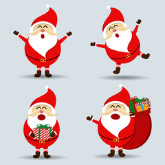 Collection of Merry Christmas Santa Claus. Vector illustration
